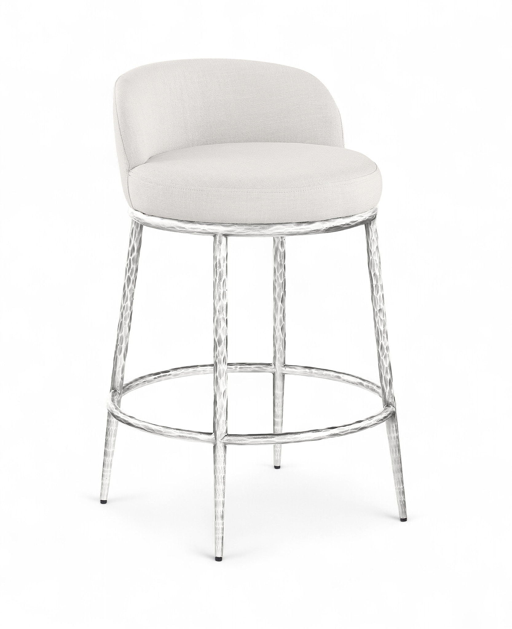 Ferro - Upholstered Counter Stool With Brushed Silver Base