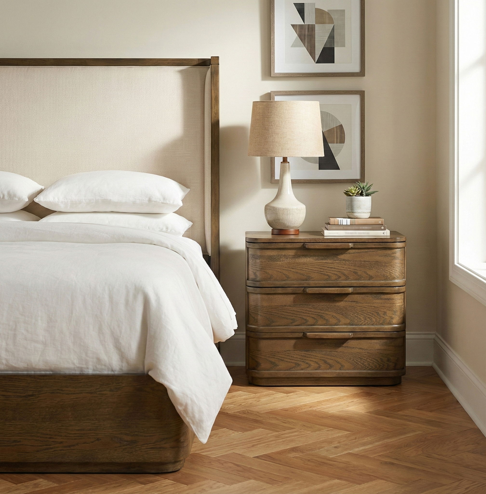 Tiberio - Oak Veneer And Solid Wood Nightstand
