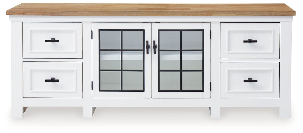 Ashbryn - Extra Large TV Stand - White / Natural