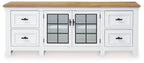 Ashbryn - Extra Large TV Stand - White / Natural