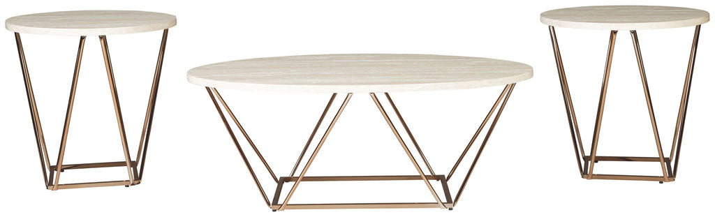 Tarica - Occasional Table Set (Set of 3) - White / Metallic