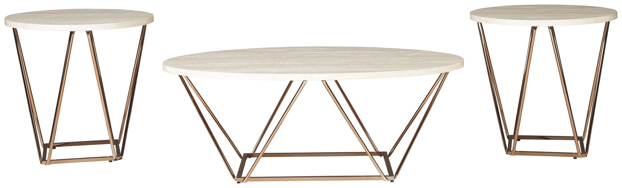 Tarica - Occasional Table Set (Set of 3) - White / Metallic