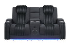 U8000 - Power Reclining Loveseat With Console, Power Headrest, LED Light, Bluetooth Speaker - Black
