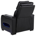 Zuma - Faux Leather Upholstered Dual Power LED Recliner - Black