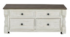 Havalance - Lift Top Cocktail Table with Storage Drawers - White / Gray