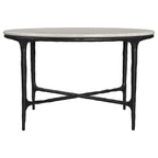 Hermas - Round Genuine Marble Top Metal Coffee Table - White