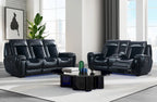 U0700 - Velvet Power Reclining Sofa / Power Console Reclining Loveseat / Power Recliner With LED - Blanche Black / Velvet