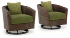 Horizon Hall - Swivel Lounge With Cushion - Brown / Green