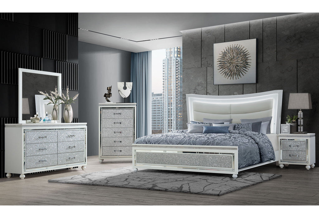 Collete - 4 Piece Queen Bedroom Set (Bed, Dresser, Mirror, Nightstand) - White