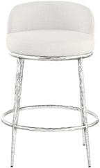 Ferro - Upholstered Counter Stool With Brushed Silver Base