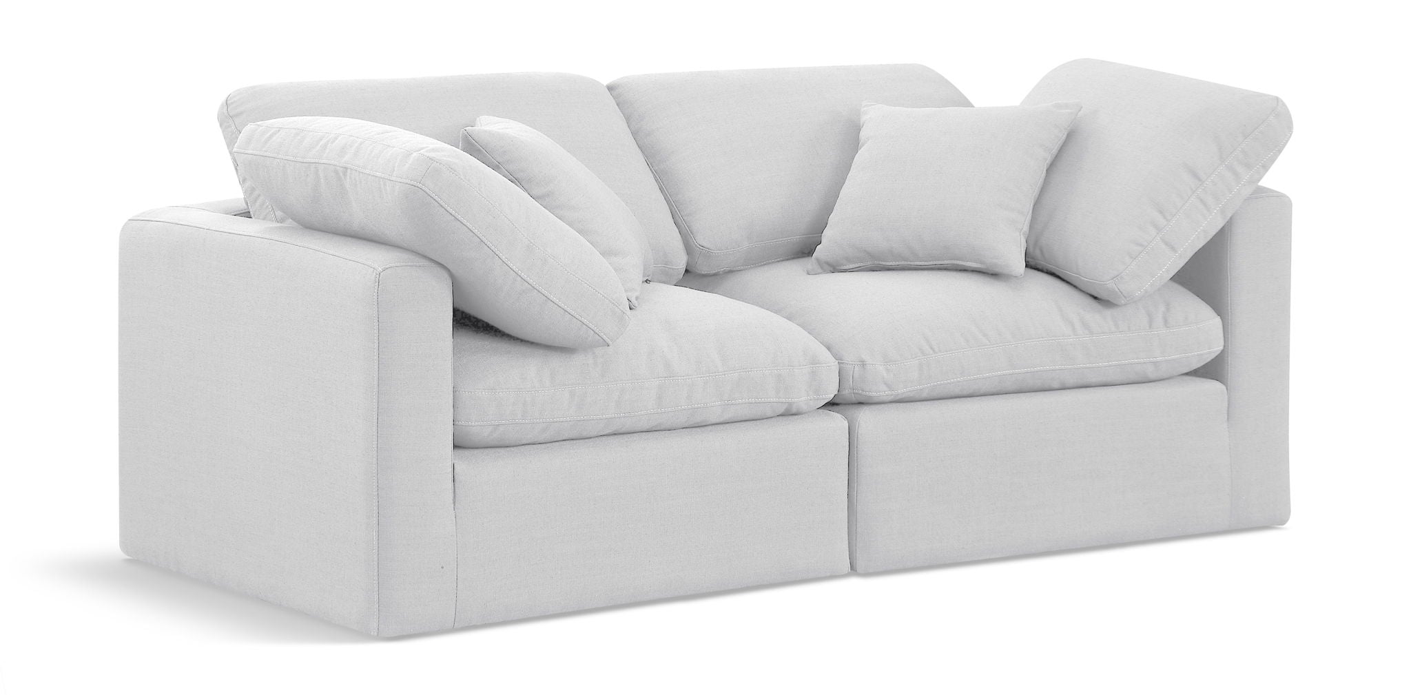 Indulge - Linen 2 Piece Modular Sofa - White