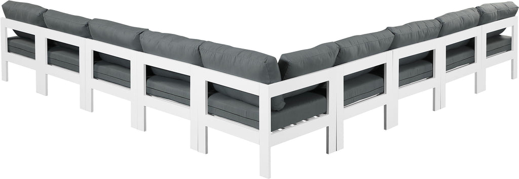 Nizuc - Outdoor Patio 9 Piece Modular Sectional With White Frame