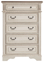 Realyn - Five Drawer Chest - White / Brown / Beige