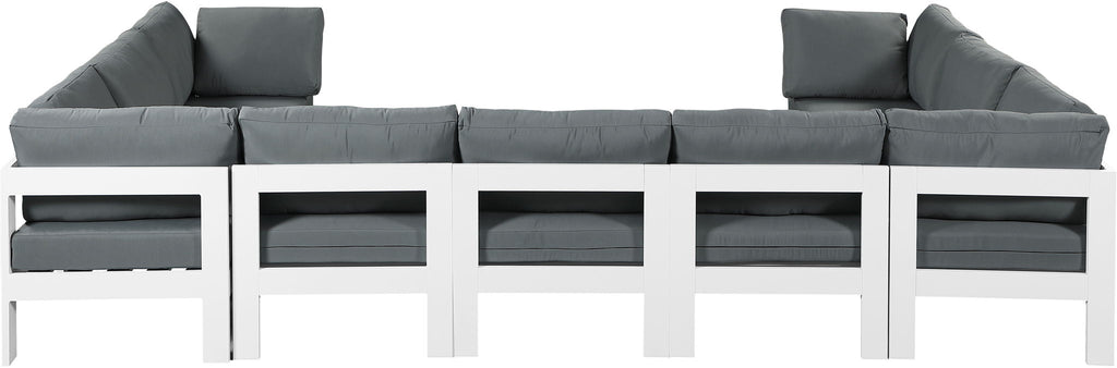 Nizuc - Outdoor Patio 9 Piece Modular Sectional With White Frame