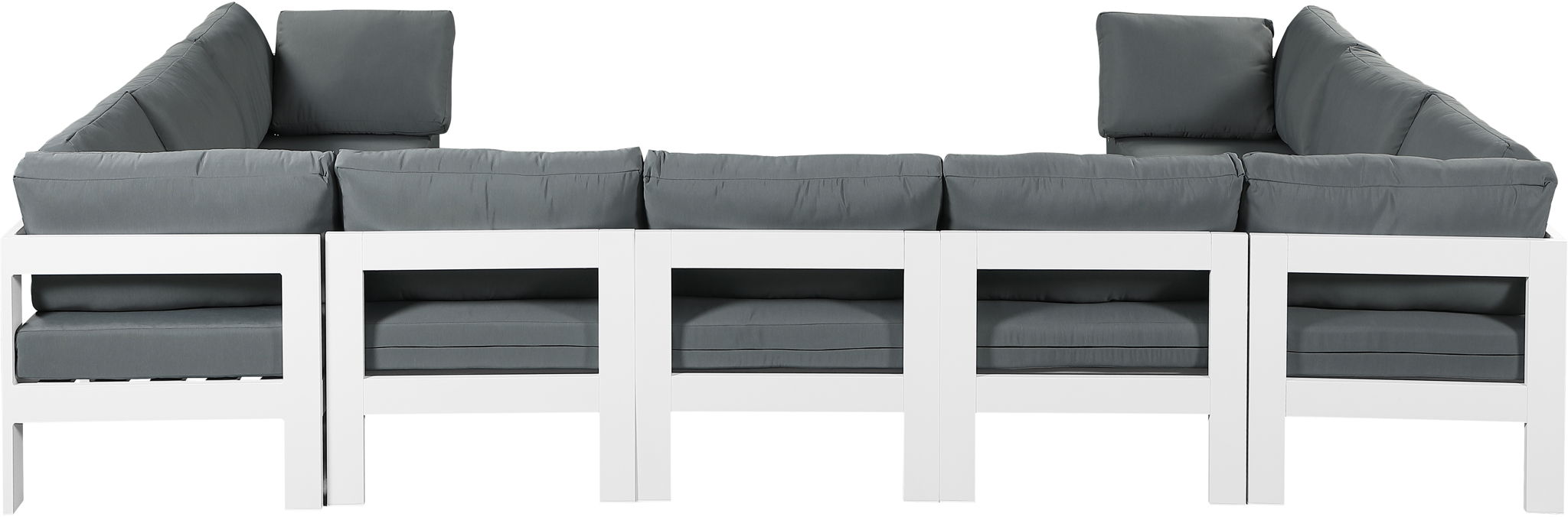 Nizuc - Outdoor Patio 9 Piece Modular Sectional With White Frame