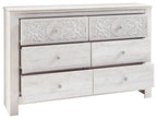 Paxberry - Six Drawer Dresser - Medallion Drawer Pulls - Whitewash