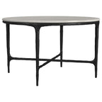 Hermas - Round Genuine Marble Top Metal Coffee Table - White