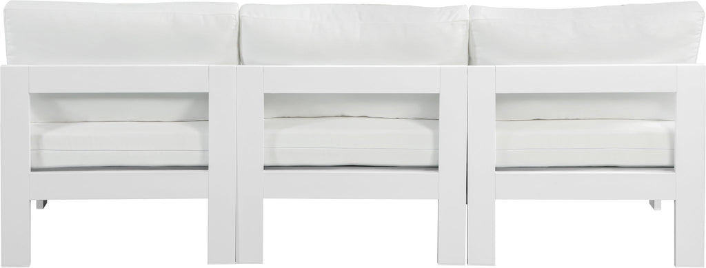 Nizuc - Outdoor Patio 3 Seat Armless Modular Sofa With White Frame
