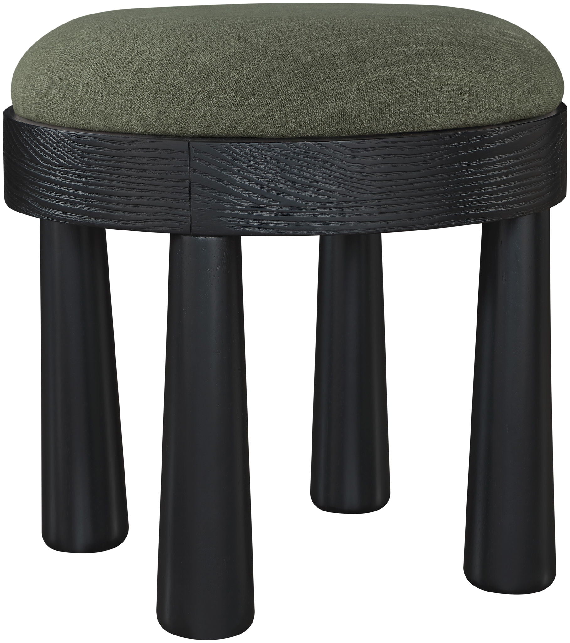 Larea - Linen Textured Fabric Ottoman - Black Base