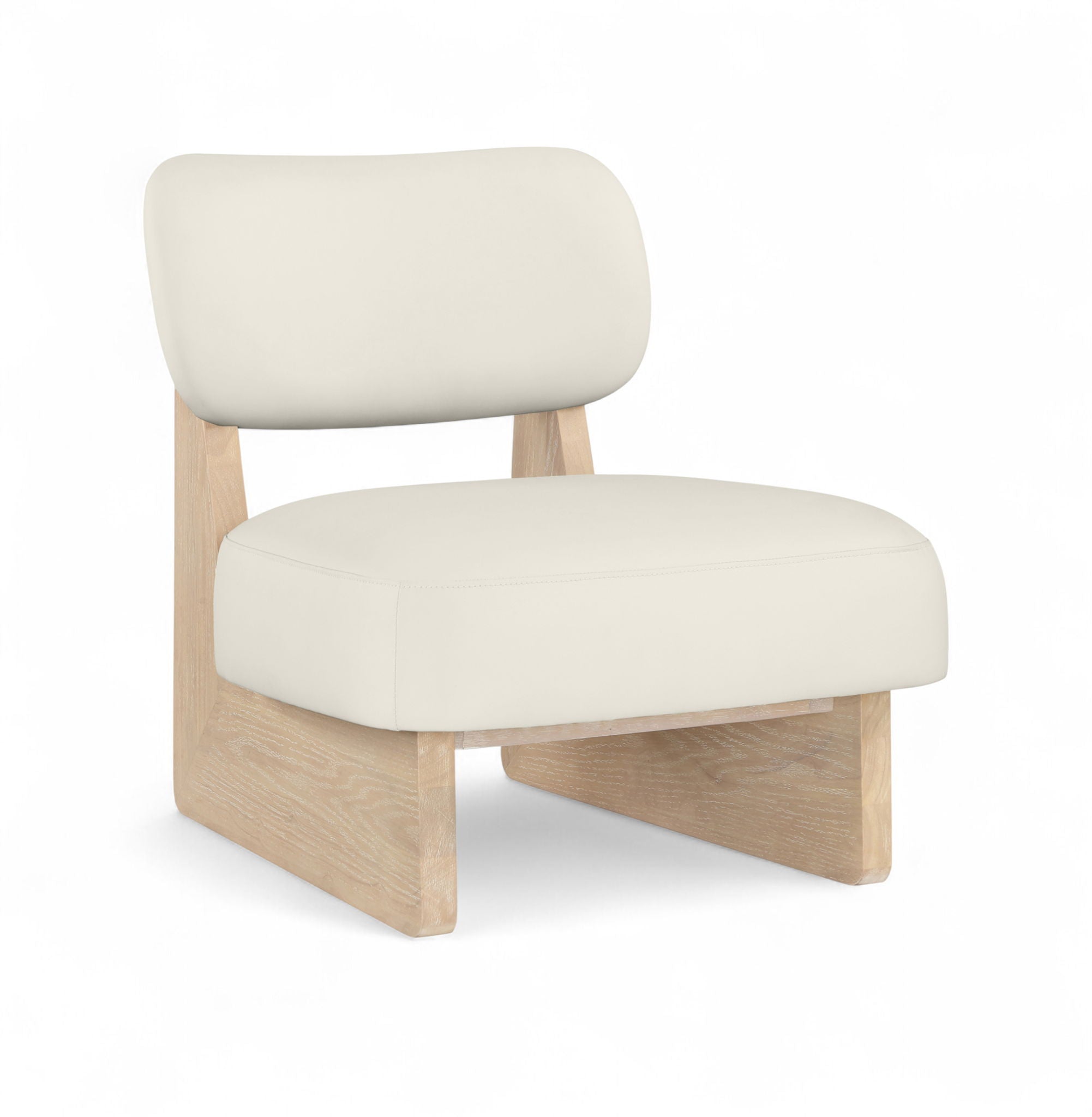 Vetra - Vegan Leather Upholstered Accent Chair With Natural Base