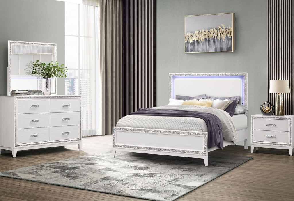 Lily - 5 Piece King Bedroom Set (Bed, Dresser, Mirror, 2 Nightstands) - White