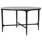 Hermas - Round Genuine Marble Top Metal Coffee Table - White