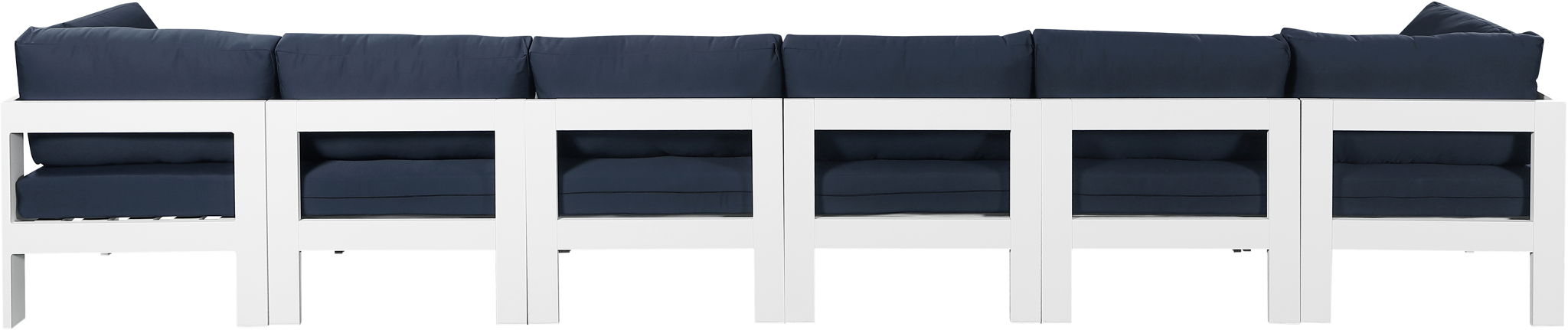 Nizuc - Outdoor Patio 6 Seat Modular Sofa With White Frame
