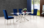 Juno - Glass Dining Table - Pearl Silver