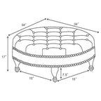Elchin - Round Upholstered Tufted Ottoman - Oatmeal