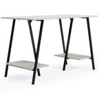 Bayflynn - Home Office Desk - 2 Fixed Shelves - White / Black