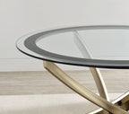 Brooke - Round Glass Top Side End Table Metal Base