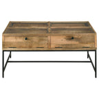 Stephie - 4-Drawer Square Glass Top Coffee Table - Honey Brown