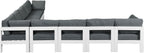 Nizuc - Outdoor Patio 9 Piece Modular Sectional With White Frame