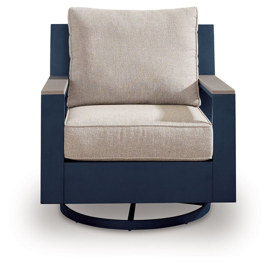 East Beach - Swivel Glider Chair With Cushion - Blue