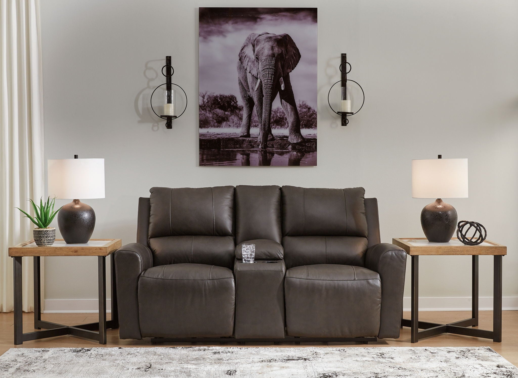 Boxmere - Dbl Power Reclining Loveseat with Console - Storm