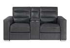 Ylime - Power Console Reclining Loveseat With Bookcase LED - Charcoal