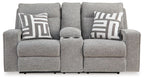 Biscoe - Power Reclining Loveseat With Console /Adj Headrest - Pewter