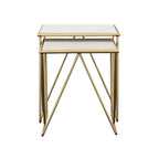 Bette - 2 Piece Marble Top Nesting Table Set - White And Gold