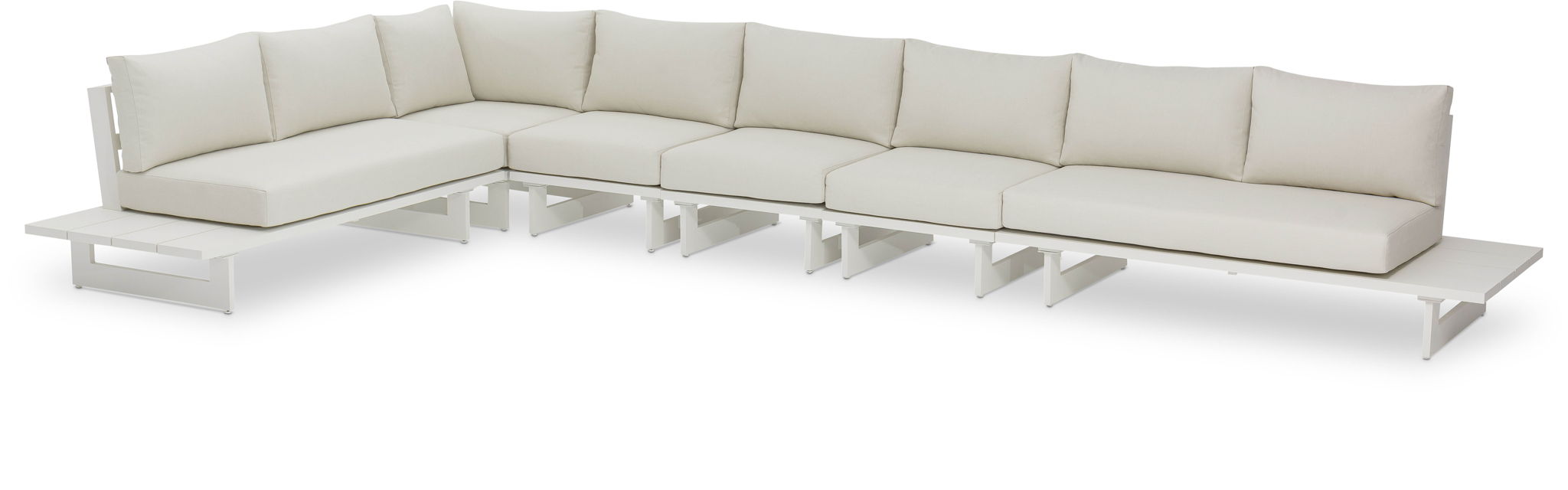 Maldives - 6 Piece Water Resistant Outdoor Patio Modular Sectional With White Base