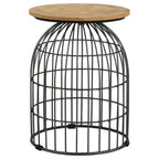 Bernardo - Round Wire Frame Side Table - Natural And Gunmetal