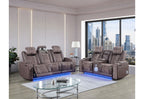U8000 - 2 Piece Living Room Set (Power Console Reclining Loveseat, Power Reclining Sofa With Power Headrest) - Brown
