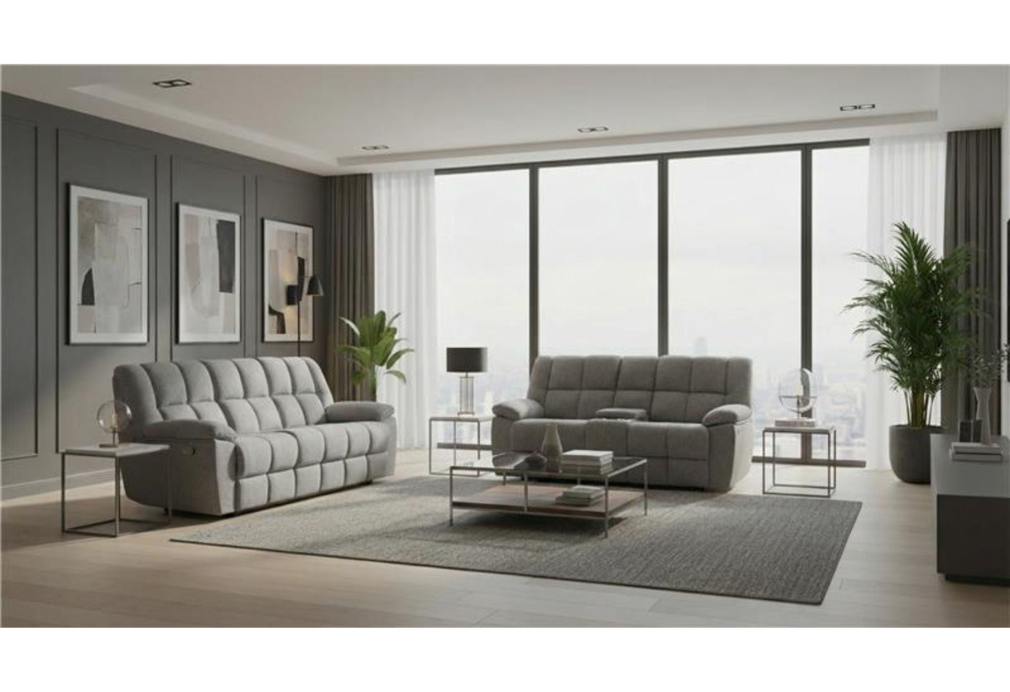 U6000 - Reclining Sofa / Console Reclining Loveseat - Smoke