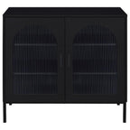 Jess - 2-Door Arched Fluted Glass Accent Cabinet - Black