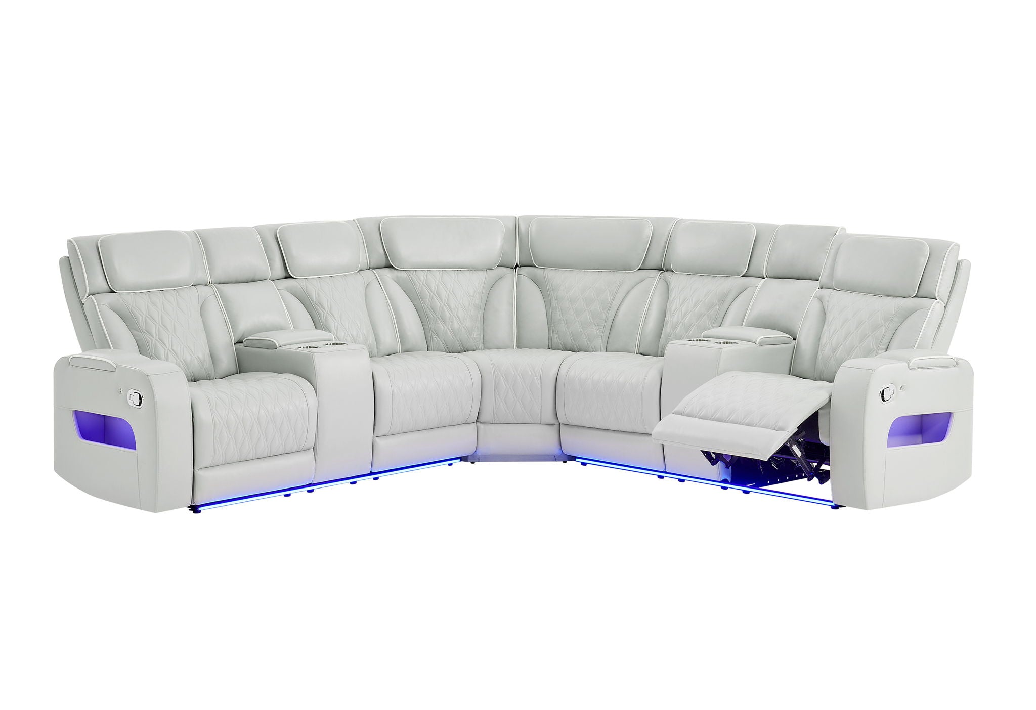 U8611 - Sectional With LED - Silver