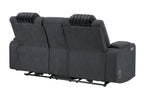 U8000 - Power Reclining Loveseat With Console, Power Headrest, LED Light, Bluetooth Speaker - Black