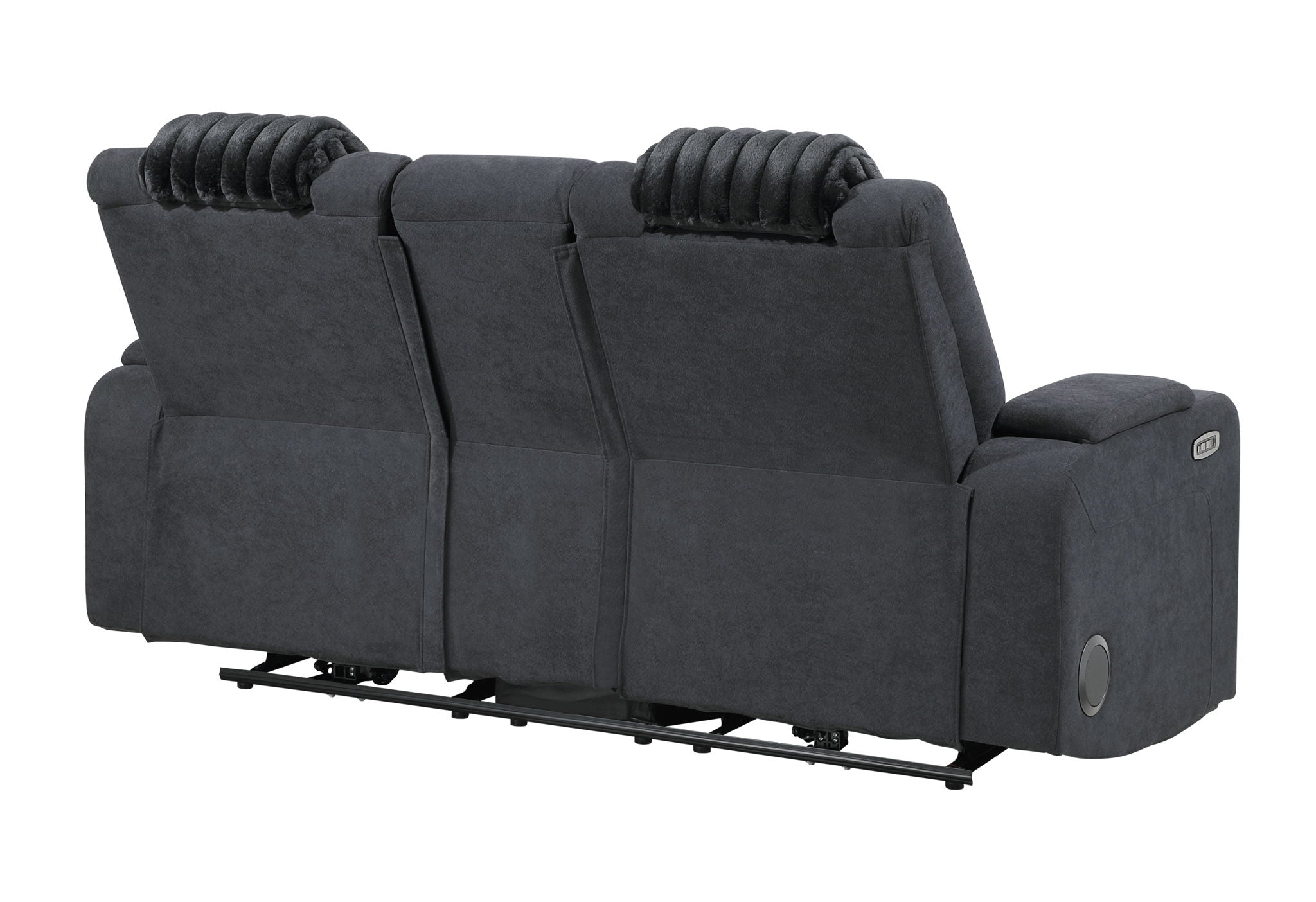 U8000 - Power Reclining Loveseat With Console, Power Headrest, LED Light, Bluetooth Speaker - Black