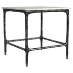 Ebby - Square Genuine Marble Top Metal End Table - White