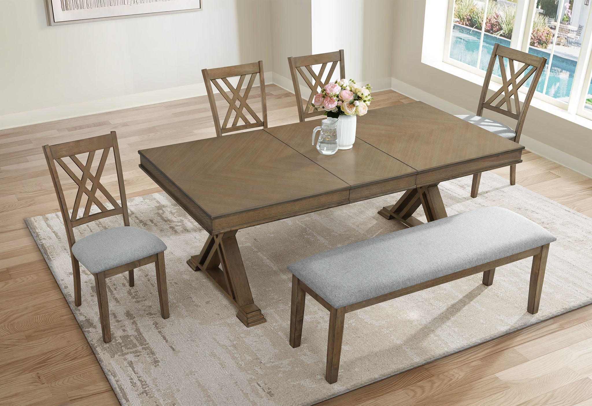 D2974 - Dining Table With Extensions - Dark Brown