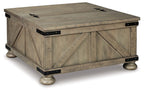 Aldwin - Cocktail Table With Storage - Square - Gray