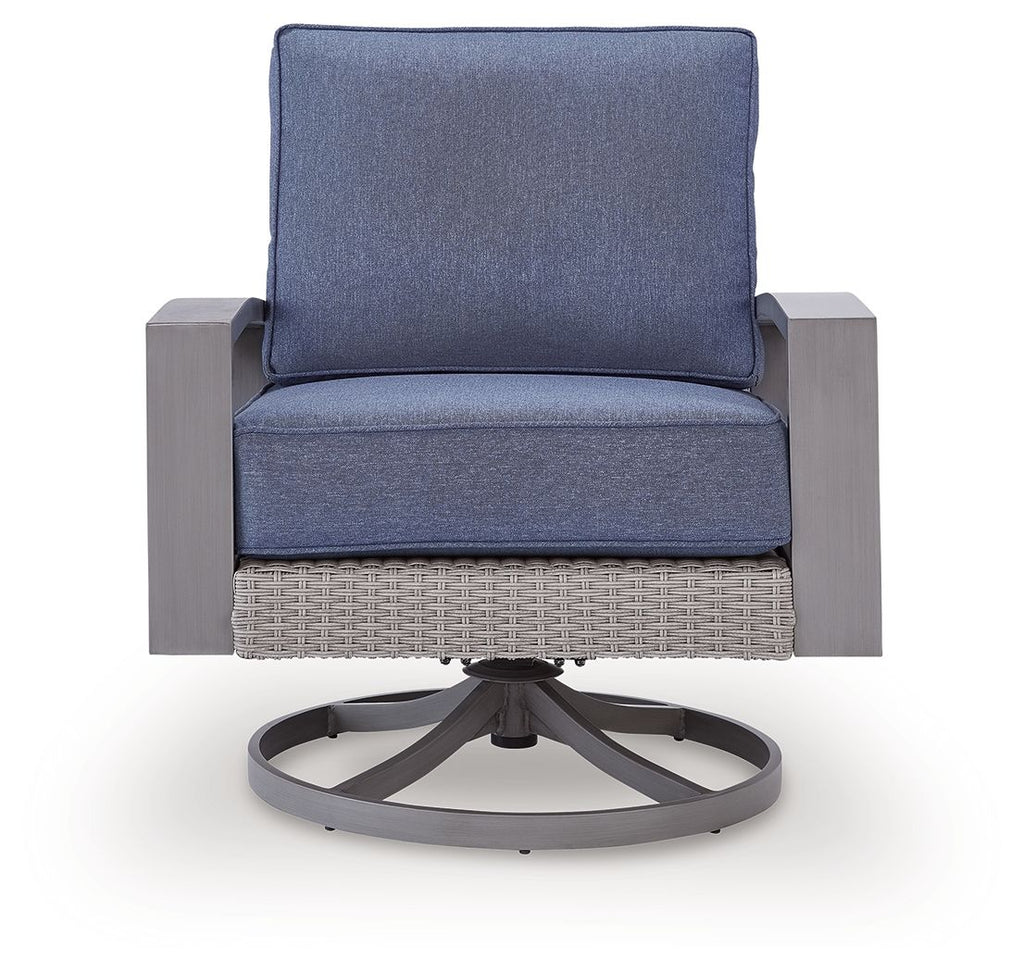 Half Moon Beach - Swivel Lounge With Cushion - Blue / Gray
